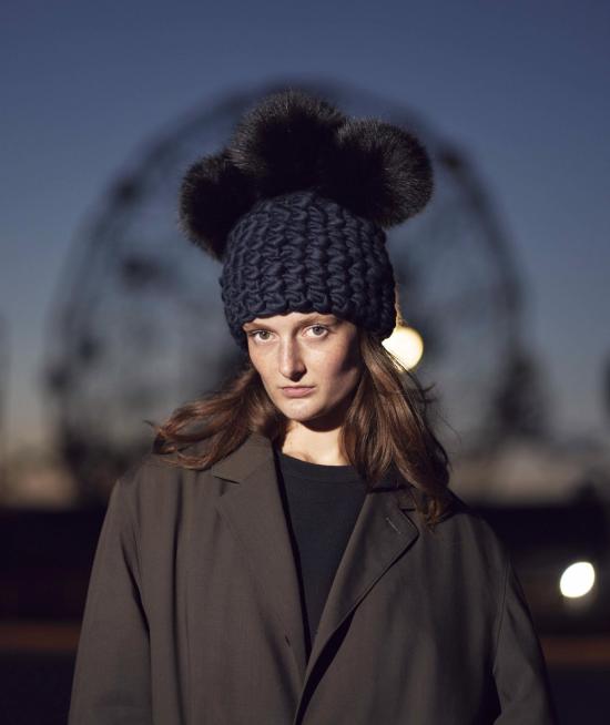  미샤램퍼트 모자 미샤 램퍼트 네이비 크라운 + 블랙 XL 폼폼 - MISCHA LAMPERT