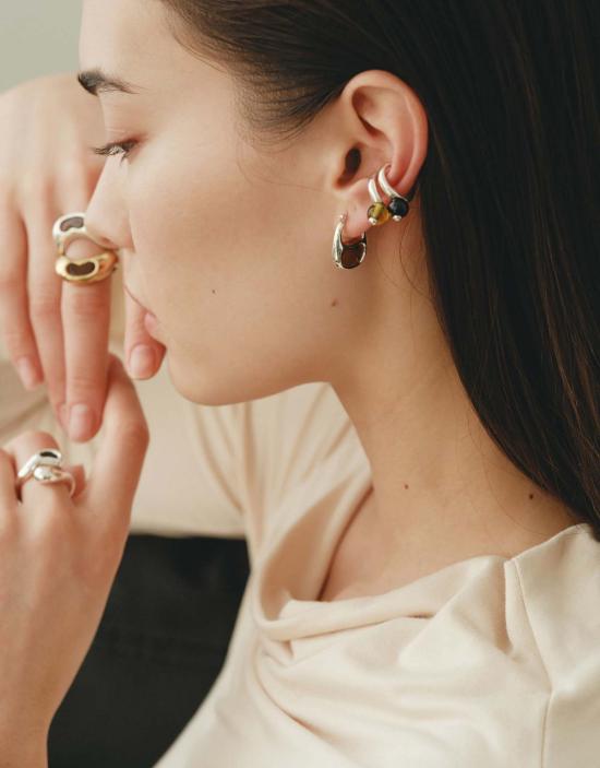  클레드 이어링 빈 후프 귀걸이 - CLED