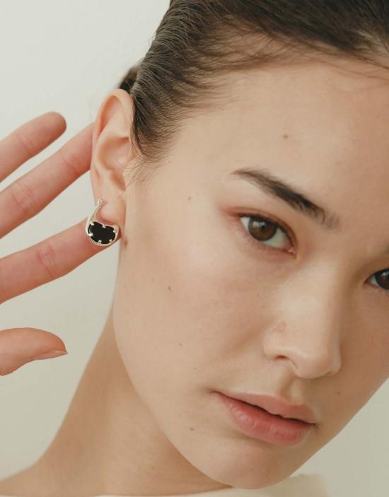  클레드 이어링 빈 후프 귀걸이 - CLED