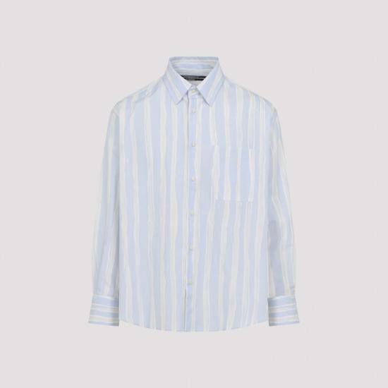  자크뮈스 긴팔 셔츠 카마르그  블루 베이지 과슈 프린트 - JACQUEMUS