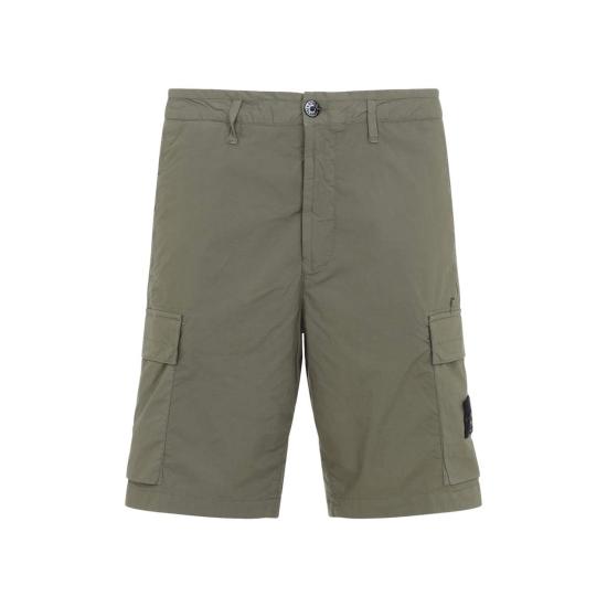  스톤 아일랜드 숏팬츠 코튼 쇼츠 밀리터리 그린 - STONE ISLAND