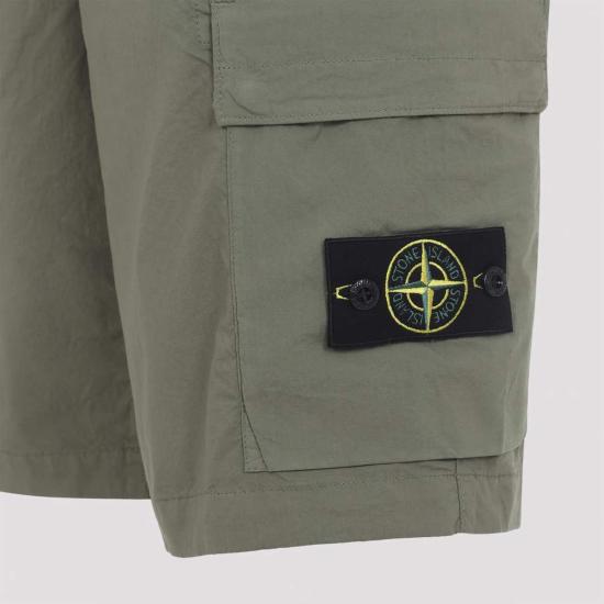  스톤 아일랜드 숏팬츠 코튼 쇼츠 밀리터리 그린 - STONE ISLAND