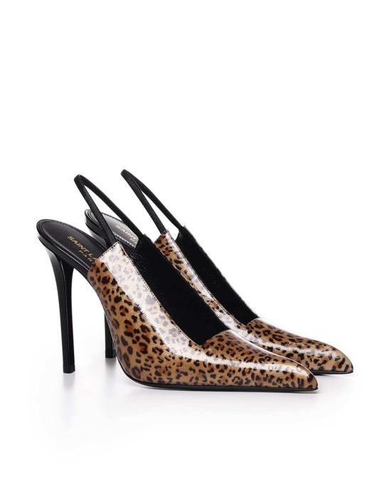  생로랑 힐/펌프스 레이븐 슬링백 펌프스 애니멀리에 - SAINT LAURENT
