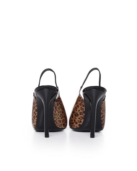  생로랑 힐/펌프스 레이븐 슬링백 펌프스 애니멀리에 - SAINT LAURENT