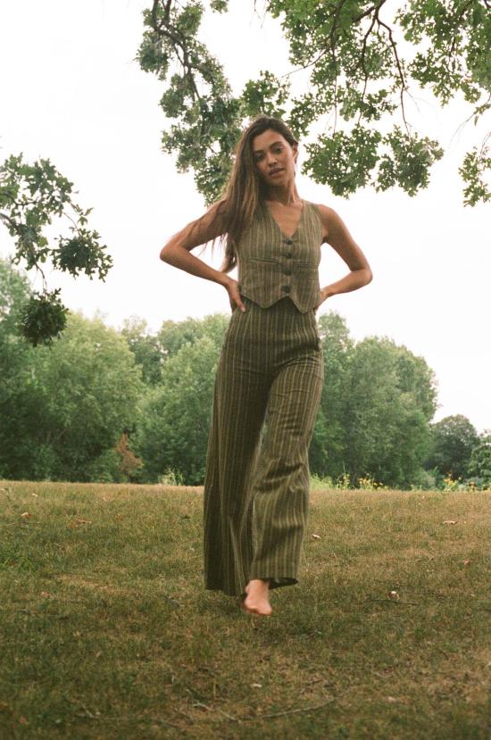  마리아 스탠리 스트레이트 팬츠 쿡 트라우저 허브 스트라이프 - MARIA STANLEY