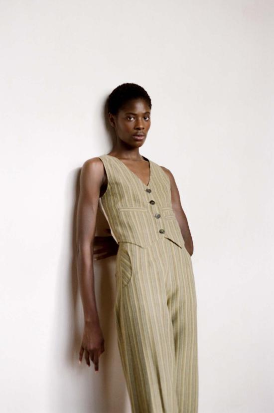  마리아 스탠리 스트레이트 팬츠 쿡 트라우저 허브 스트라이프 - MARIA STANLEY