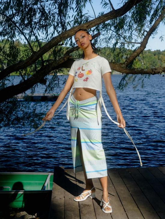  Abacaxi 반팔 티셔츠 아바카시 과일 향수 비즈 티셔츠 - OTHER BRANDS