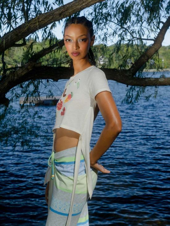  Abacaxi 반팔 티셔츠 아바카시 과일 향수 비즈 티셔츠 - OTHER BRANDS