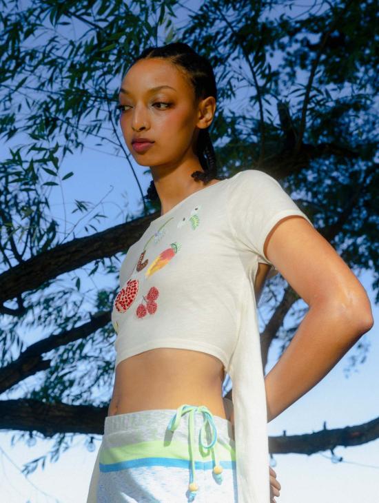  Abacaxi 반팔 티셔츠 아바카시 과일 향수 비즈 티셔츠 - OTHER BRANDS