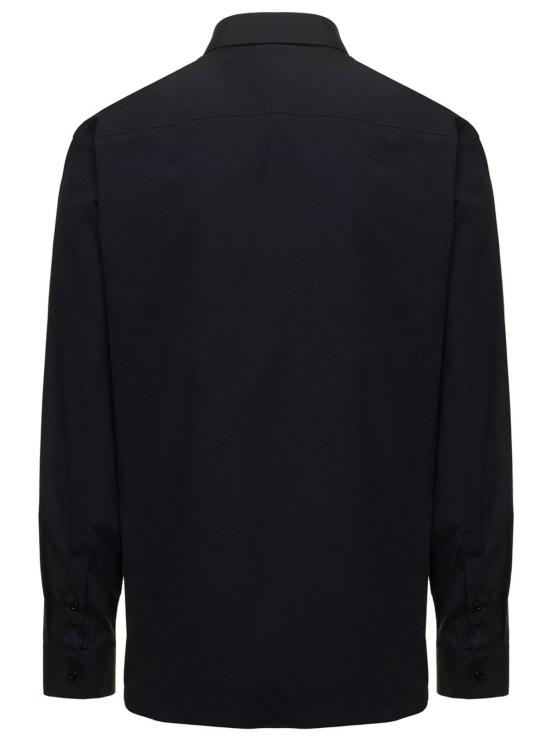  버버리 긴팔 셔츠 로고 자수 장식 블랙 긴팔 - BURBERRY