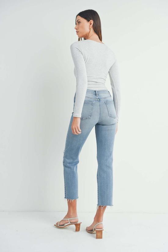  저스트 블랙 데님 데님 팬츠 디스트레스드 슬림 진 미디엄 데님 - JUST BLACK DENIM