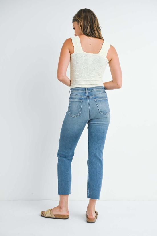  저스트 블랙 데님 데님 팬츠 디스트레스드 슬림 진 미디엄 데님 - JUST BLACK DENIM