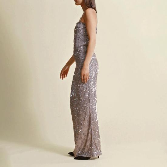  바이 티모 롱 원피스 티모 시퀸 맥시 드레스 실버 - BY TIMO