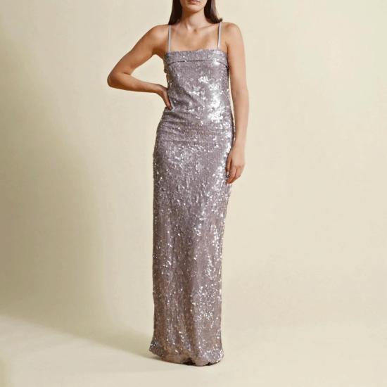  바이 티모 롱 원피스 티모 시퀸 맥시 드레스 실버 - BY TIMO