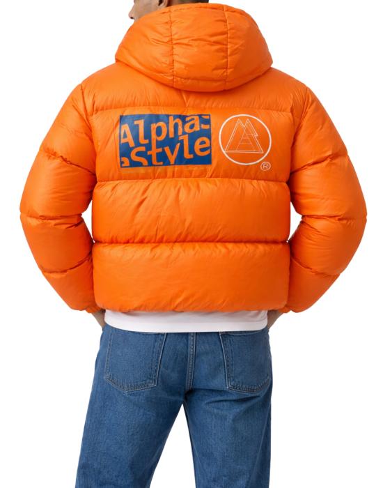  알파스타일 자켓 알파 스타일 남성용 오렌지 후드 패딩 재킷 3051 ARANCIONE - ALPHASTYLE