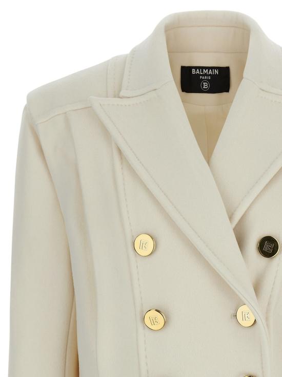  발망 코트 더블 브레스티드  화이트 - BALMAIN
