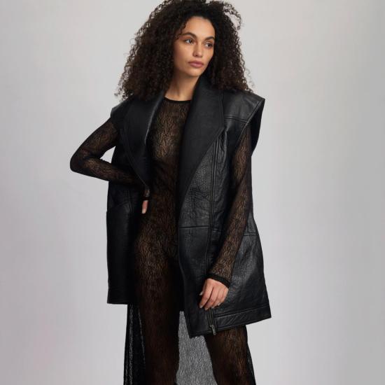  게스투즈 롱 원피스 라일라 드레스 블랙 레이스 - GESTUZ