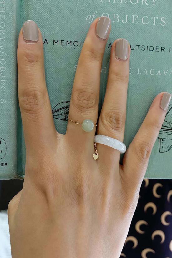  세레 반지 세리 조디악 컬렉션 리브라 스키니 체인 제이드 링 골드 - SEREE