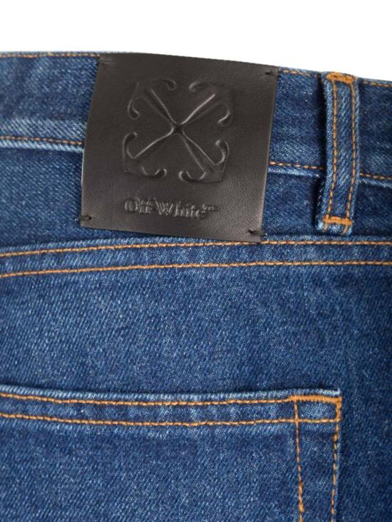  오프화이트 데님 팬츠 테이퍼드 레그 진, 미디엄 블루 - OFF WHITE