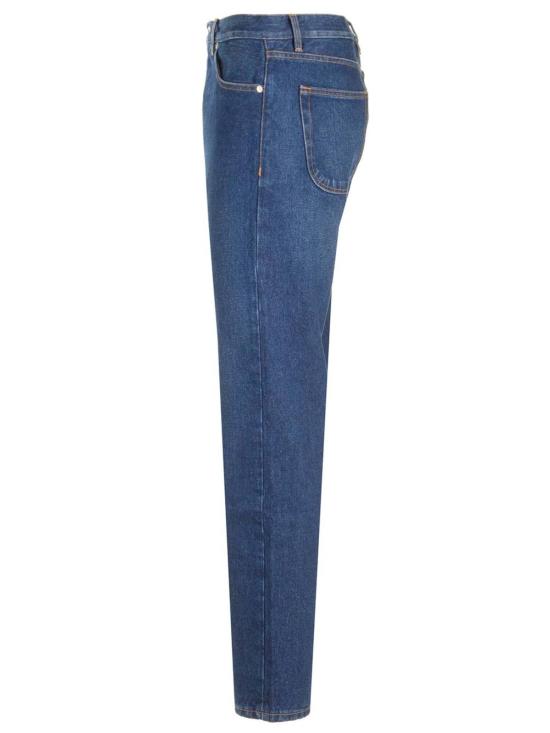  오프화이트 데님 팬츠 테이퍼드 레그 진, 미디엄 블루 - OFF WHITE