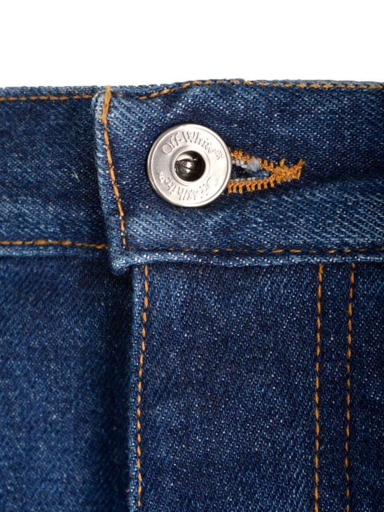  오프화이트 데님 팬츠 테이퍼드 레그 진, 미디엄 블루 - OFF WHITE