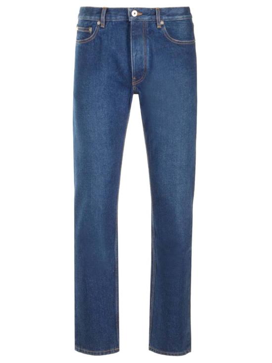  오프화이트 데님 팬츠 테이퍼드 레그 진, 미디엄 블루