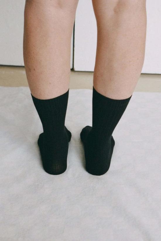  베이스레인지 양말 Baserange 리브 오버앵클  블랙 - BASERANGE