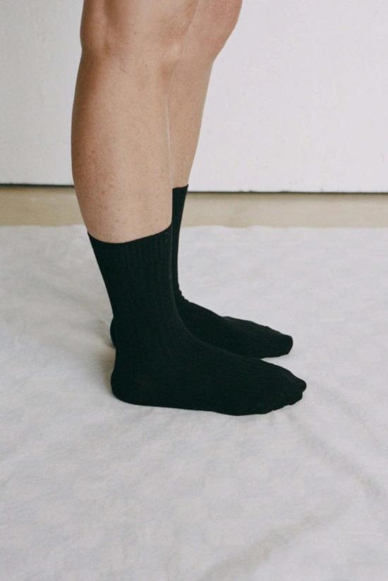  베이스레인지 양말 Baserange 리브 오버앵클  블랙 - BASERANGE