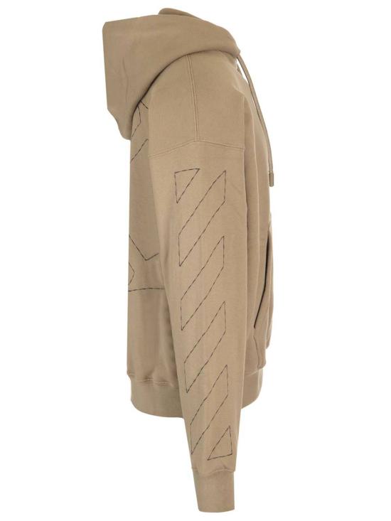  오프화이트 긴팔 티셔츠 머드 코튼 스웨트셔츠 베이지 블랙 - OFF WHITE