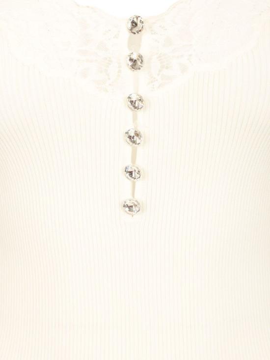  셀프 포트레이트 블라우스 레이스 골지 니트 탑 화이트 - SELF PORTRAIT