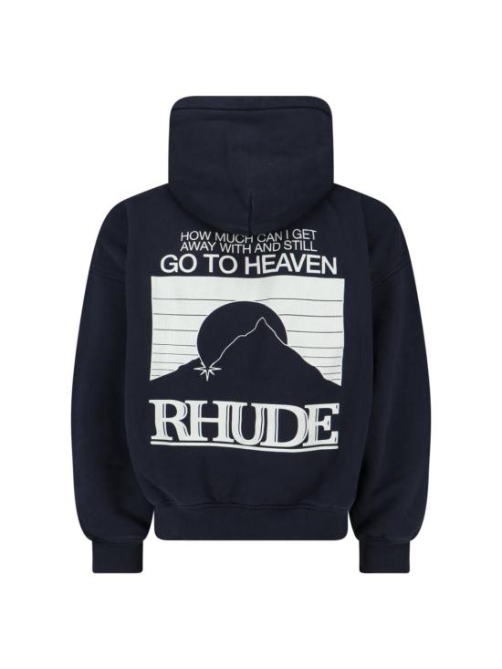  루드 긴팔 티셔츠 풀오버 후드티 블랙 - RHUDE