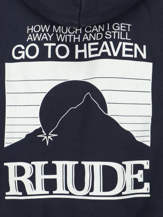  루드 긴팔 티셔츠 풀오버 후드티 블랙 - RHUDE