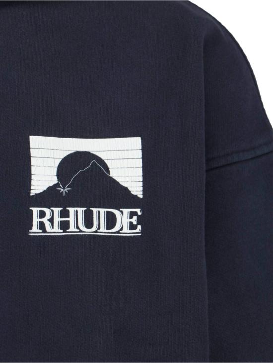  루드 긴팔 티셔츠 풀오버 후드티 블랙 - RHUDE