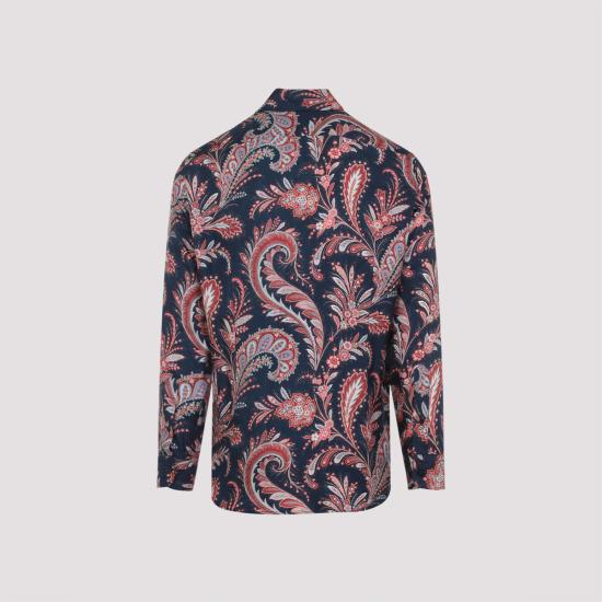  에트로 긴팔 셔츠 로마  블루/레드 멀티컬러 페이즐리 - ETRO
