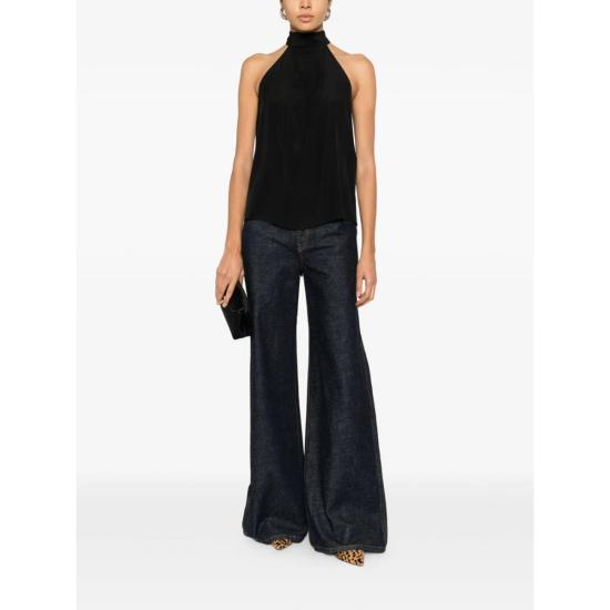  톰포드 민소매 티셔츠 톰 포드 골지 타이넥 홀터넥 탑 블랙 - TOMFORD