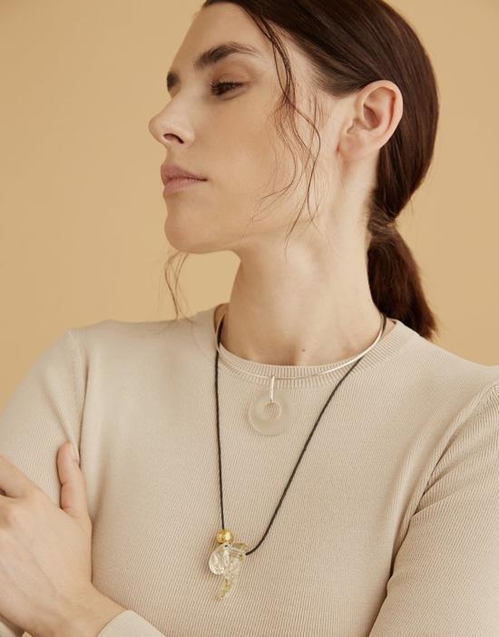  클레드 목걸이/팬던트 비정형 긴 클러스터 목걸이 - CLED