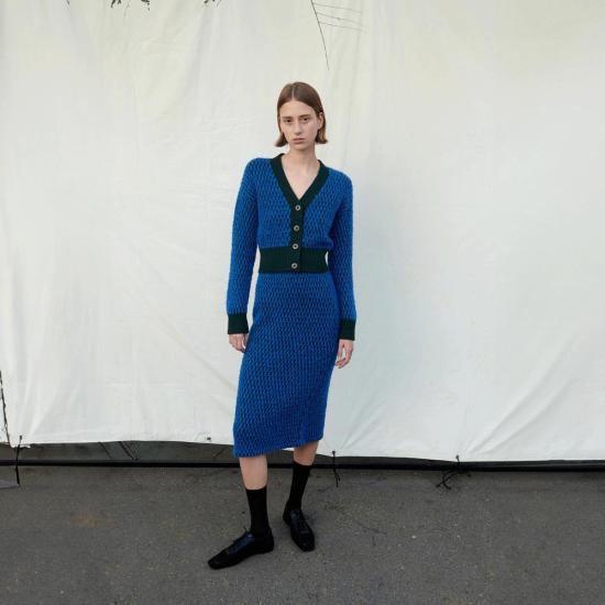  모즈 모즈 가디건 청키 가샤 카디 블루 니트 - MOZH MOZH