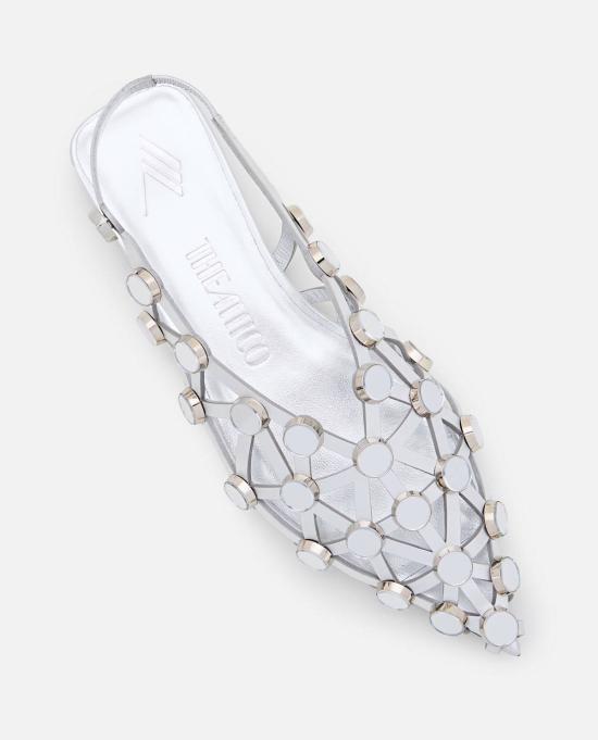  디 아티코 플랫 슈즈 아티코 발레리나 그리드 발레리나 실버 - THE ATTICO