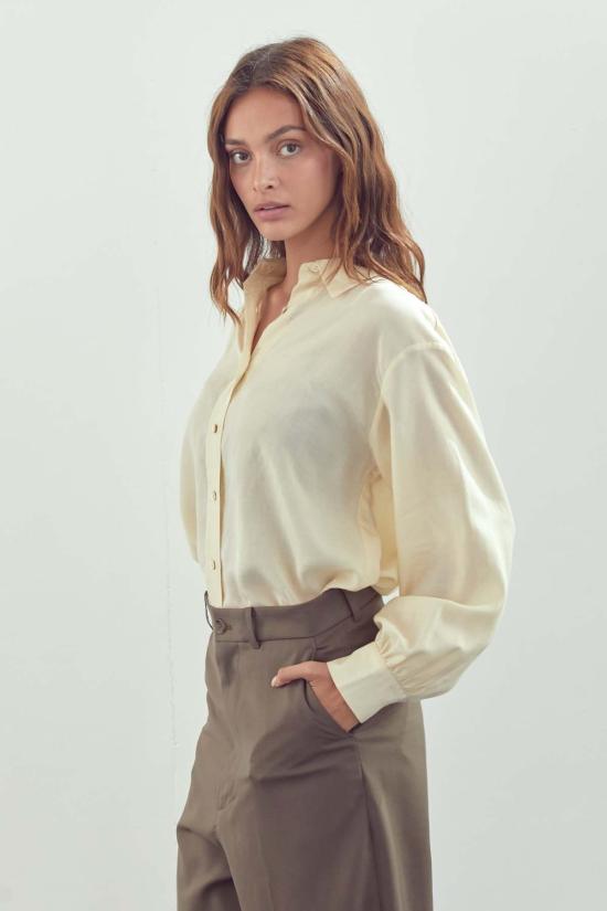  amente 셔츠 A Mente 버튼다운 셔츠 크림 - AMENTE