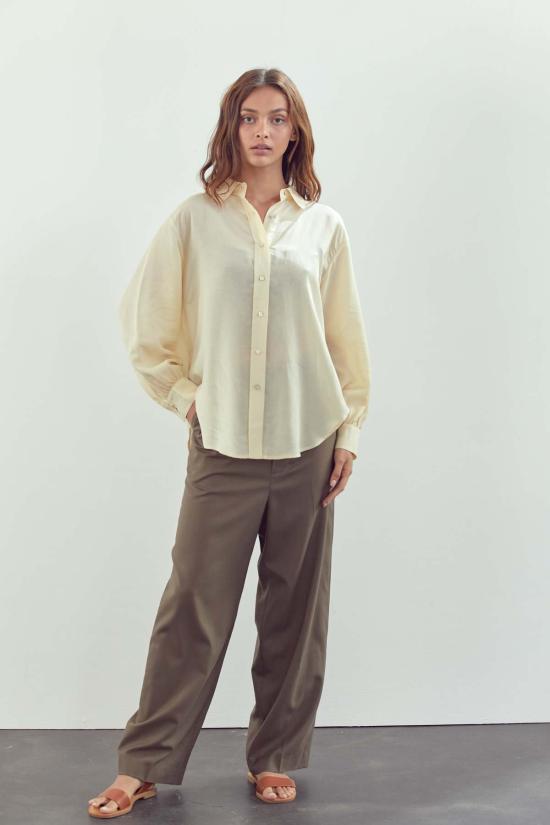  amente 셔츠 A Mente 버튼다운 셔츠 크림 - AMENTE