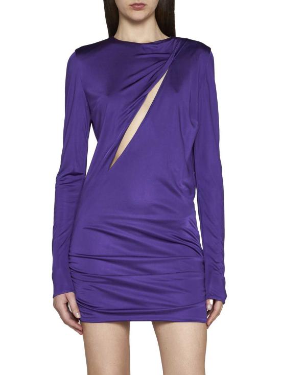  베르사체 숏 원피스 저지 미니 드레스 브라이트 다크 오키드 - VERSACE