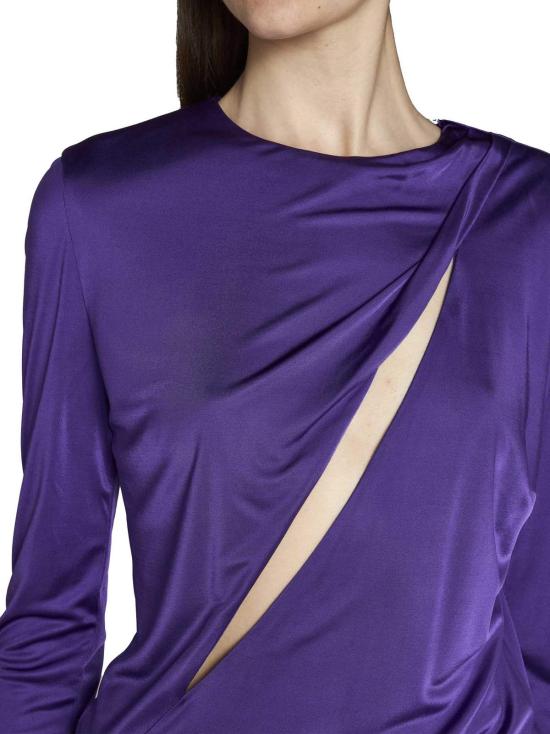  베르사체 숏 원피스 저지 미니 드레스 브라이트 다크 오키드 - VERSACE