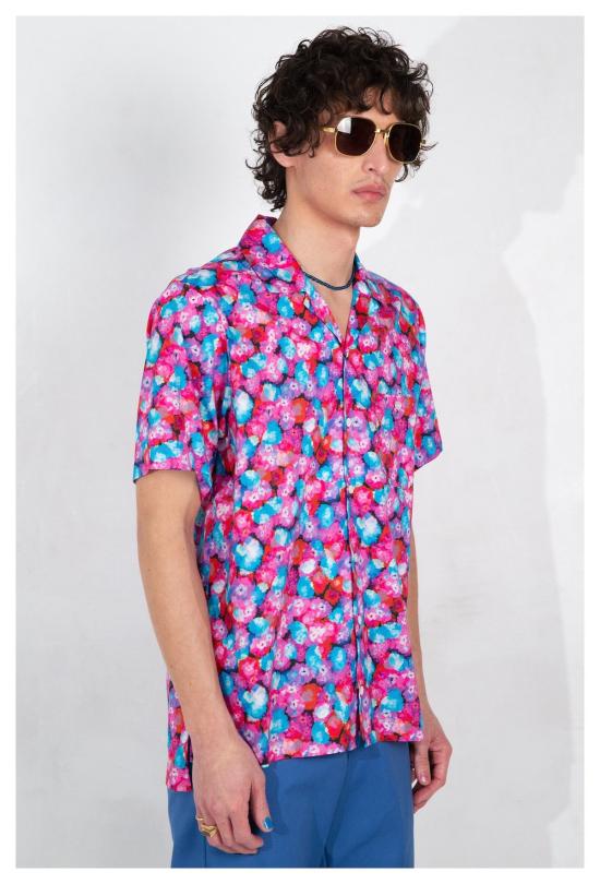  Graphia New York 반팔 셔츠 그라피아 뉴욕 캠프 칼라 프린트 반팔  레드 플로럴 드림 - OTHER BRANDS