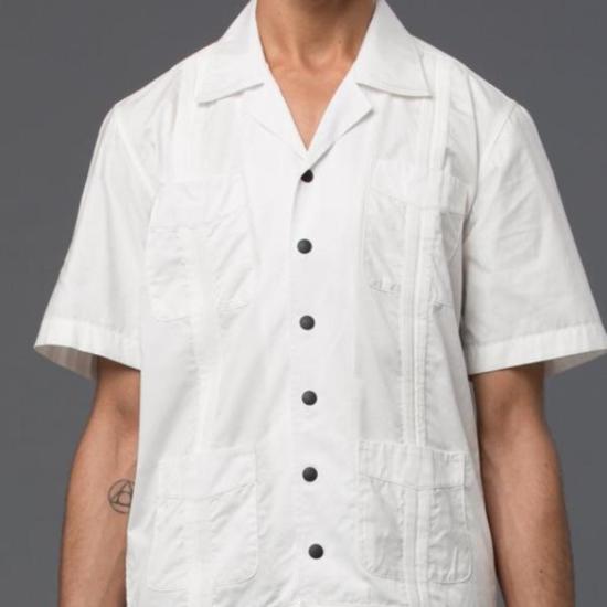  Carlos Campos 반팔 셔츠 Guayabera 캐주얼 웨딩  화이트 - OTHER BRANDS
