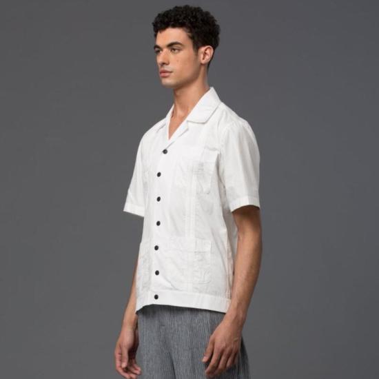  Carlos Campos 반팔 셔츠 Guayabera 캐주얼 웨딩  화이트 - OTHER BRANDS