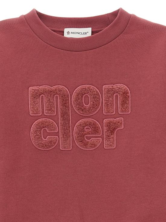  [키즈] 몽클레어 풀오버 아동용 테디 로고 스웨트셔츠 핑크 - MONCLER