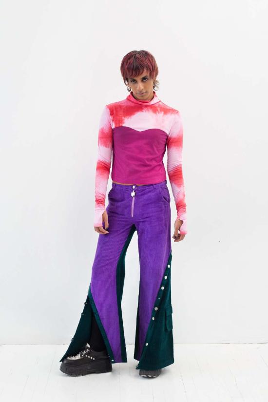  Abacaxi 터틀넥 아바카시 스위트하트 컬러블록