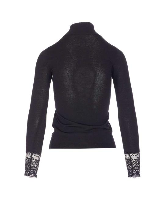 발렌티노 가라바니 스웨터 울 레이스 디테일  블랙 - VALENTINO GARAVANI