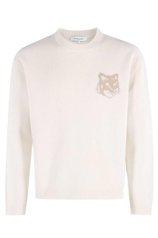  메종키츠네 스웨터 Maison Kitsuné 폭스 헤드 인타르시아 메리노 점퍼 Ecru Tan Beige
