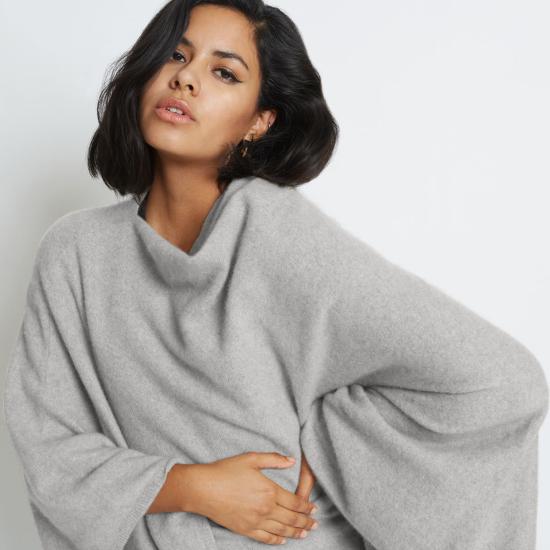  Santicler 가디건 산티클러 제니카 오버사이즈 캐시미어 케이프 폰초 헤더 그레이 - OTHER BRANDS